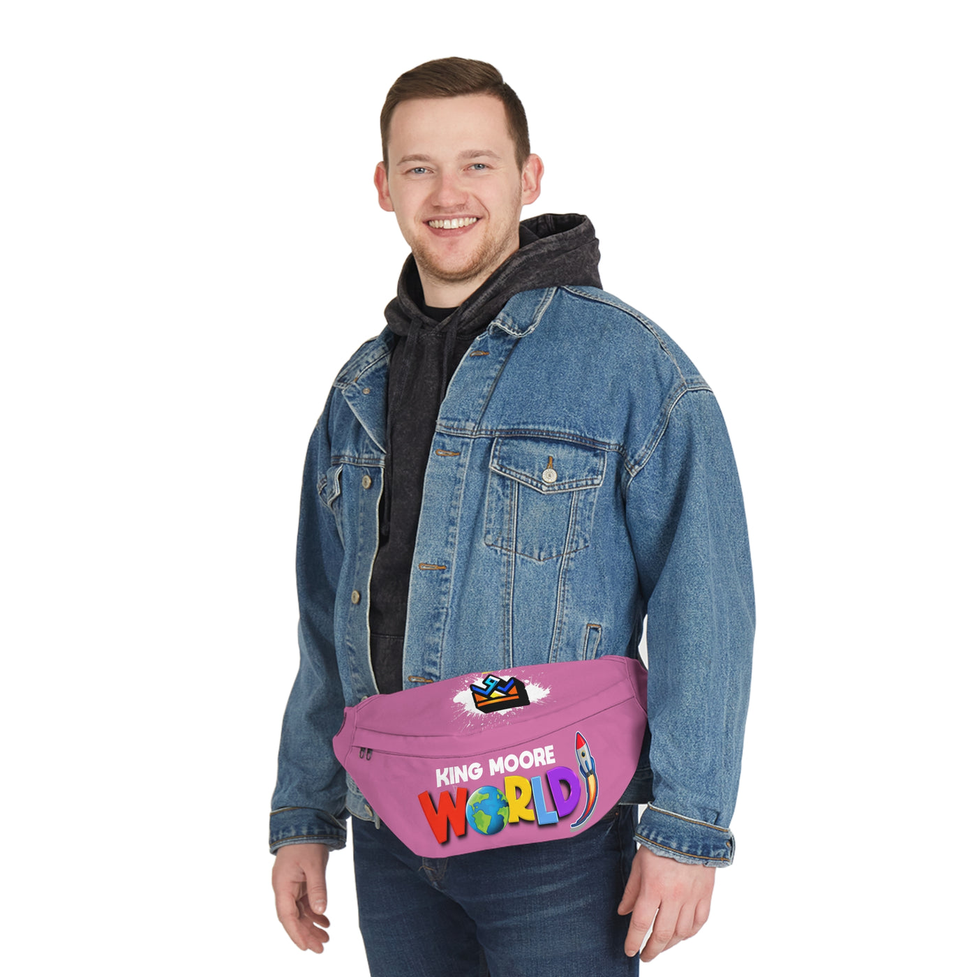 King Moore World Large Fanny Pack (Light Pink)