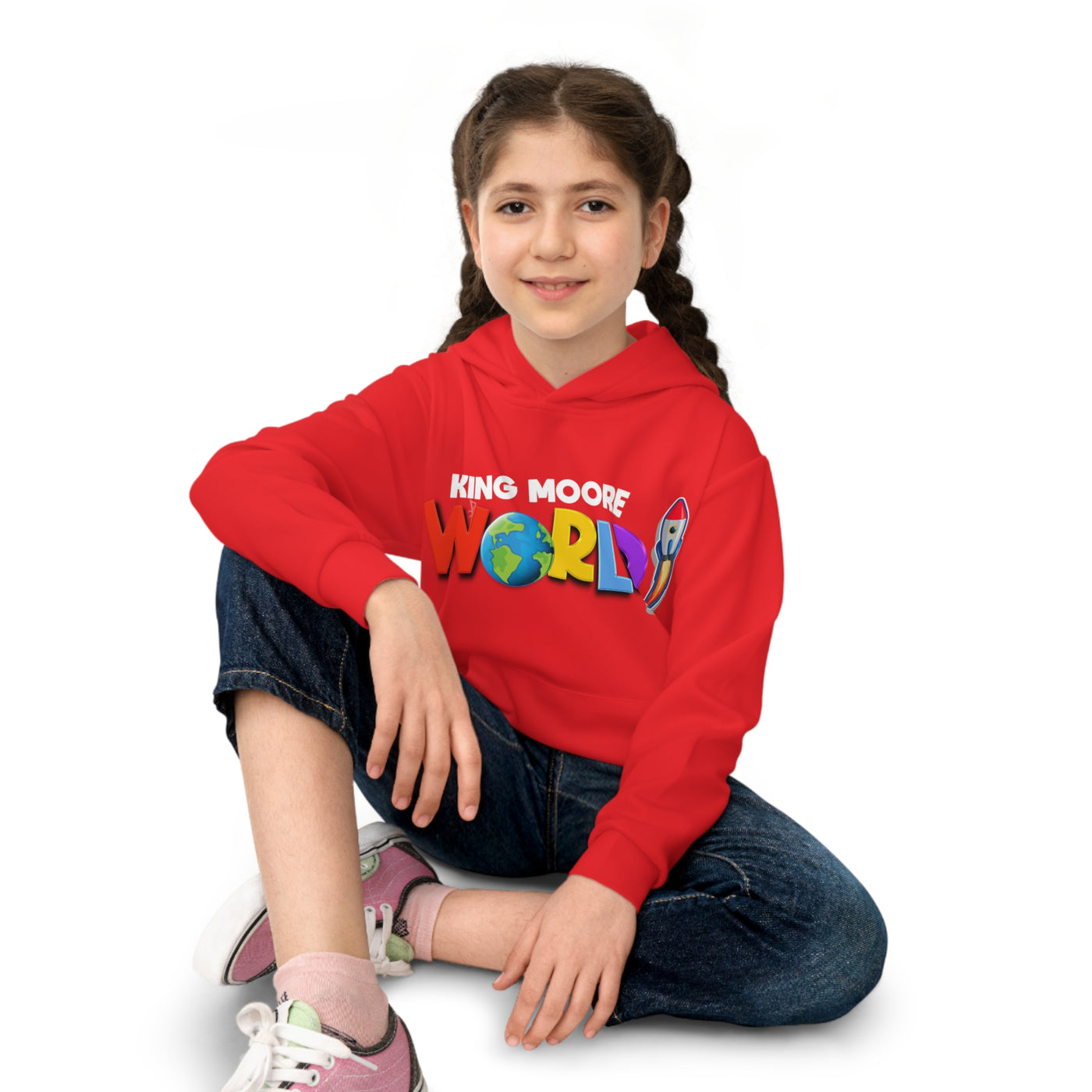 King Moore World Kids Hoodie (RED) Sublimation