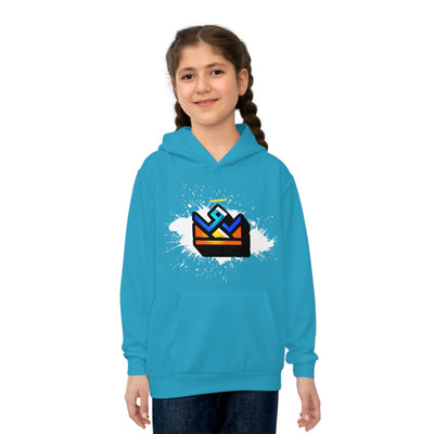 Colorful Crown Kids Hoodie (Turquoise) Sublimation