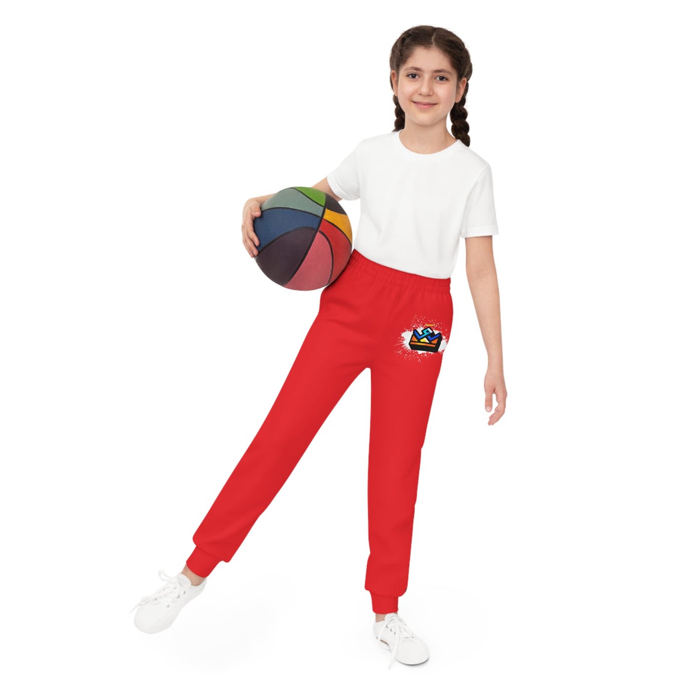 Colorful Crown Kids Joggers (Red)