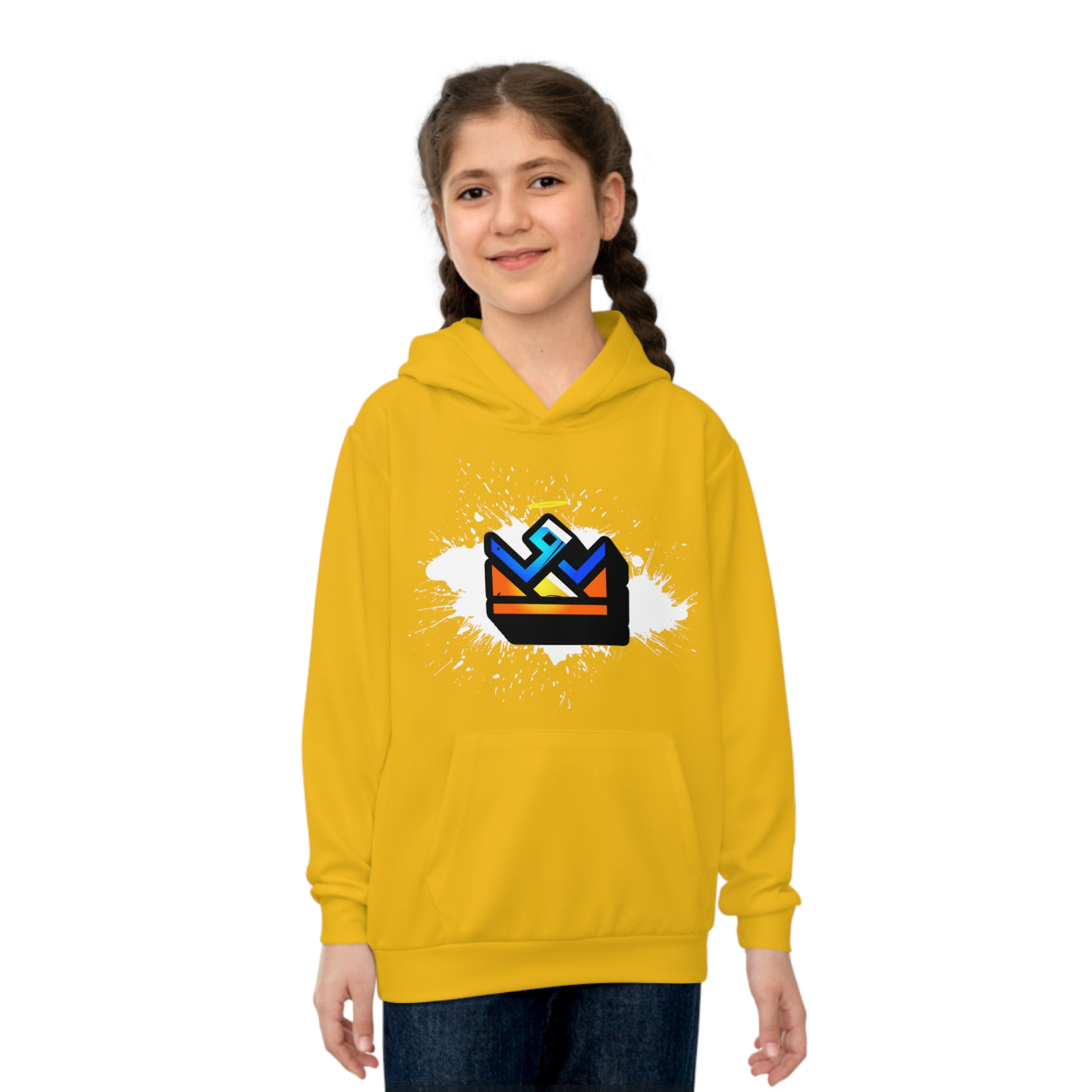 Colorful Crown Kids Hoodie (Yellow) Sublimation