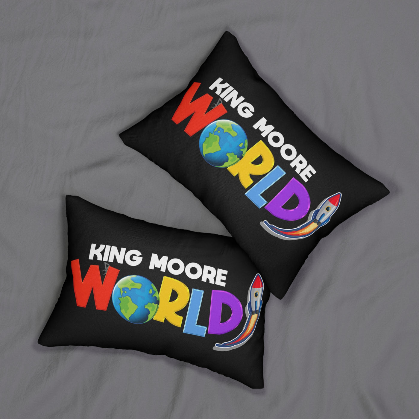 King Moore World Lumbar Pillow (Black)