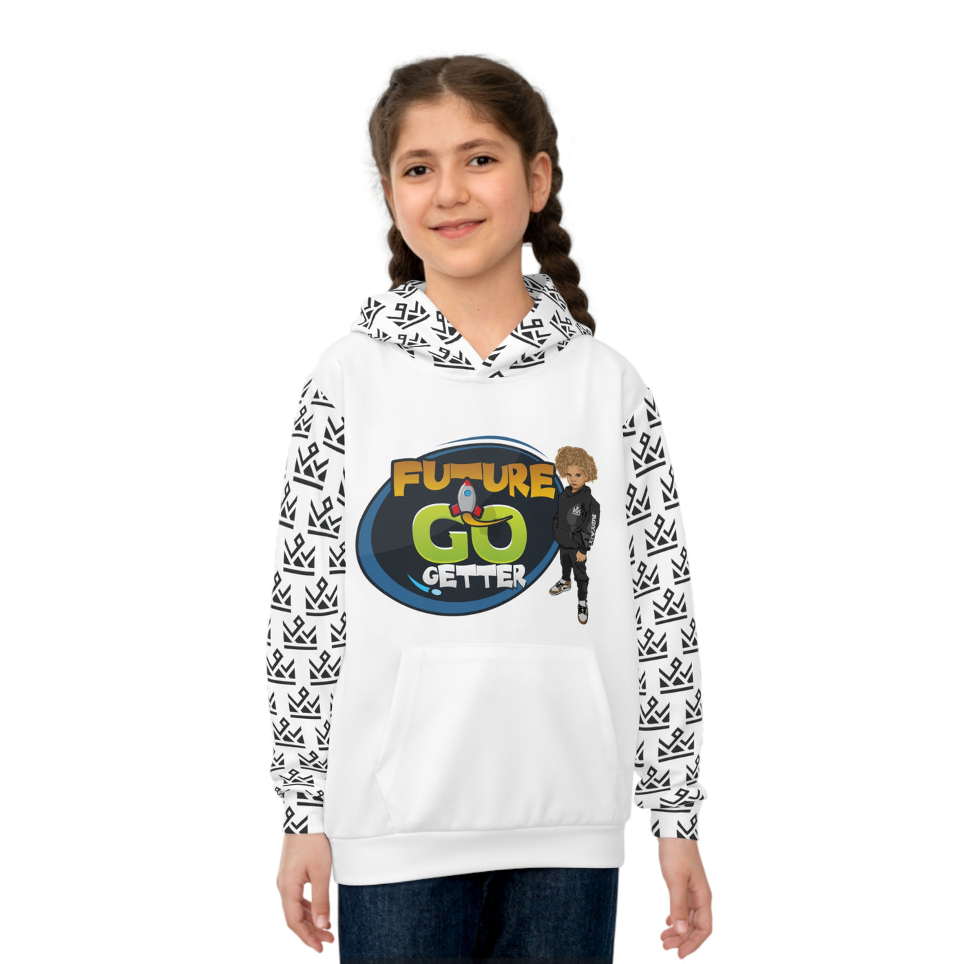 Future Go Getter  Kids Hoodie (White)  Sublimation