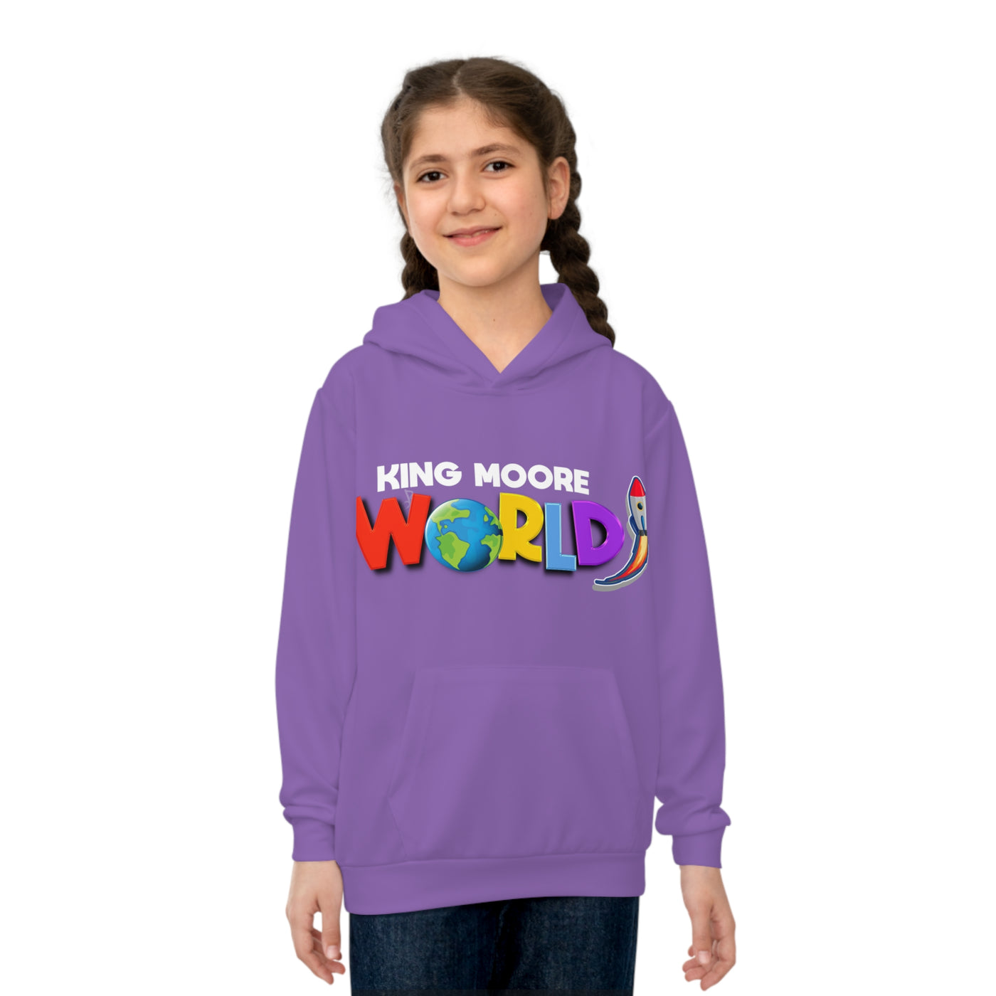 King Moore World Kids Hoodie (Purple) Sublimation