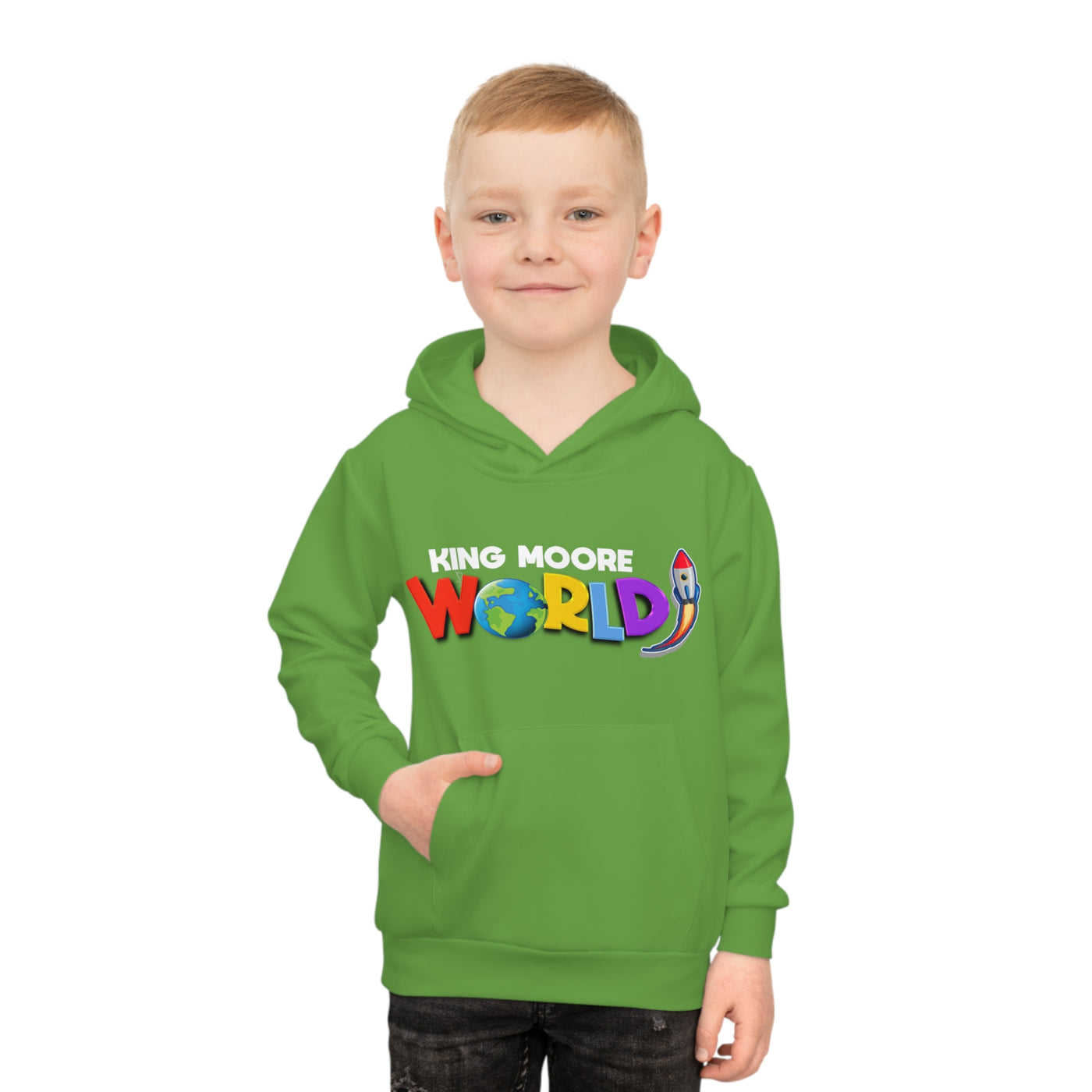 King Moore World Kids Hoodie (Green) Sublimation